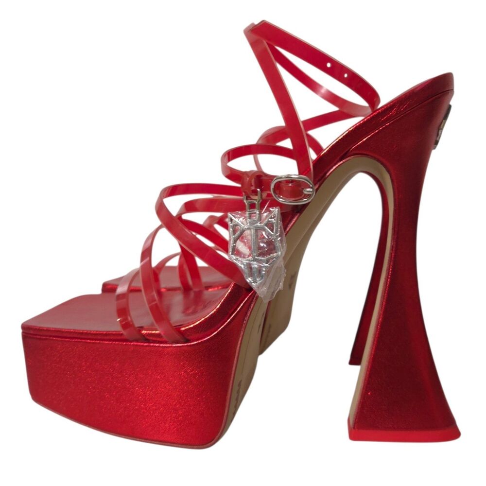 Naked Wolfe Hope Platform Sandal Heels Women Size 7 Metallic Red